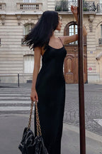 Satin Backless Maxi Birthday Dress