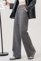 Fleece Lined Thermal Draping Lounge Straight Leg Knit Pants