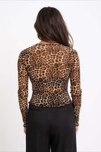 Fitted Sheer Leopard Crop Top