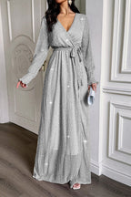 Long Sleeve Knitted Maxi Wrap Dress