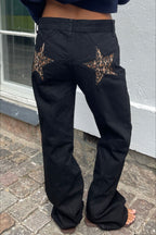 Contrast Patchwork Y2K Retro Star Back Casual Jeans