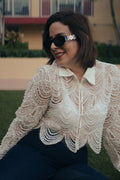Embroidered Lace Beaded Long Sleeve Top