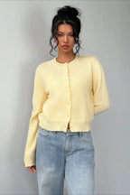 Plain Knit Long Sleeve Cardigan