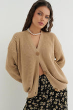 Relaxed Fit Solid Color Cardigan