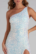 Sequin One Strap Slit Formal Dress