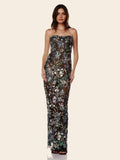 Embroidered Sleeveless Gown Floral Dress