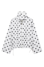 Polka Dot Print Loose Stand Collar Button Bow Tie Casual Long-sleeved Jacket