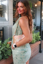 Sequin Beaded V Neck Deep Backless Mini Dress