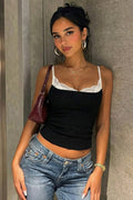 Chic Panel Lace Bodysuit Cami Top