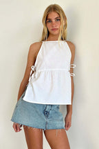 Minimalist Side Tie Solid Tank Top