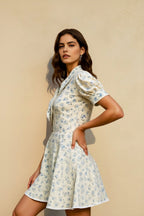 Floral Short Sleeve Peter Pan Collar Vacation Dress