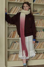 40% Wool Blend Contrast Color Tie-Dye Gradient Scarf