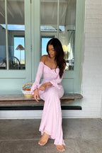 Sexy Flared Sleeve Mesh Lace Mermaid Party Dress