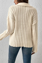 Fashion Lapel Knit Sweater