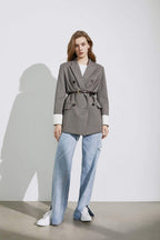 Herringbone Grey Oversized Blazer