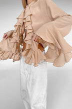 Ruffled Long-Sleeve Elegant Blouse