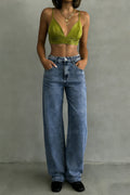 Stylish High-waisted Pocket Casual Stretch Straight Leg Jeans