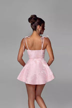 Tie-Waist Backless Cowl Neck Birthday Dress