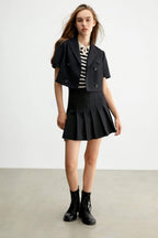 Charlize Black Pleated Skirt