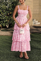 Chiffon Strap Maxi Floral Dress