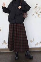 Burgundy Plaid A-Line Skirt