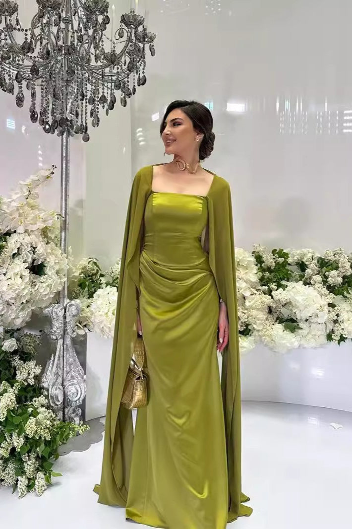 Stylish Long Patchwork Cape Formal Dress