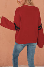 Fashionable Heart-shaped Jacquard Long-sleeved Loose Knit Sweater