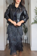 FRINGED MIDI SKIRT