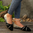 Fashionable Bow Colorblock Casual Flats