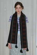 Wool Blend Fair Isle Fringed Soft Scarf