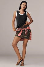 Sweet Contrast Ribbed Patchwork Tank Top