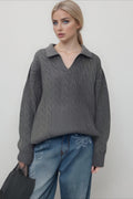 Vintage Polo Neck Cable Sweater