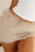 Faux Fur Low Waist ALine Mini Skirt