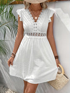 Corina Minimalist a Line Summer Dress with Lace Trim Designer Edit