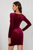 Velvet Wrap Mini Bodycon Silk Dress
