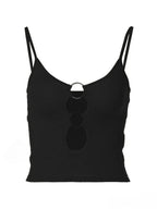 Buckle Strap Black Trendy Bodycon Crop Top