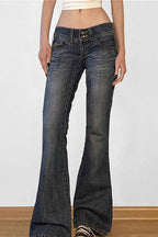 Chic High-Street Low-Rise Stretch Flare Jeans