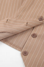 Brown Striped Two Piece Vest Pants Set