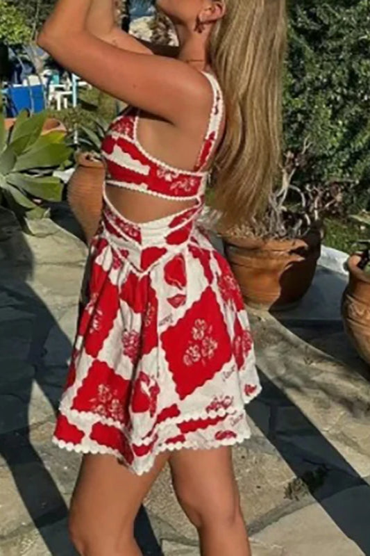 Elegant V Neck Block Color Mini Dress