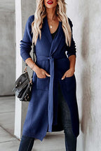 Knitted Tie Lapel Cardigan Sweater Jacket