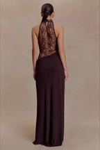 Halter Lace Cowl Bodycon Dress
