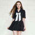 Black Bowknot Decor Balloon-Skirt Mini Dress