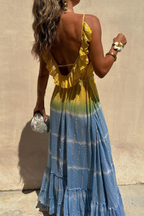 Gold Lurex Tie-Dye Maxi Dress