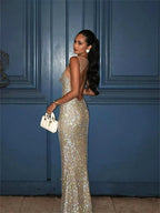 Bling Glitter Sequins Maxi Party Dress