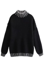 Loose and Slim Soft Long-sleeved Stitched Knit Sweater