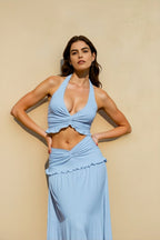 Crop top high waist skirt two piece vacation set