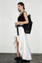 Cotton Tulip Hem Asymmetric Skirt