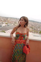 Printed Cami Vacation Maxi Boho Dress