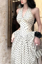 V-Neck Polka Dot Maxi Dress