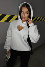 Solid Long Sleeve Heart Cutout Hoodie